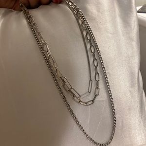 Silver Chain Necklace Set